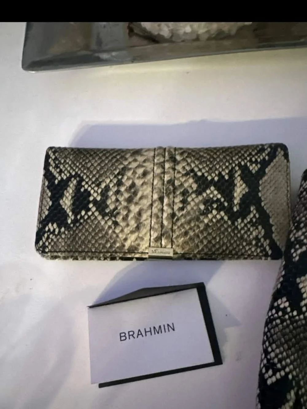 Python-Print Shoulder Bag in Black and Cream